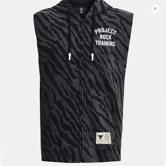 Under Armour x Project Rock Rival Fleece Sleeveless Printed Full-Zip Mens sz XL - Picture 3 of 4
